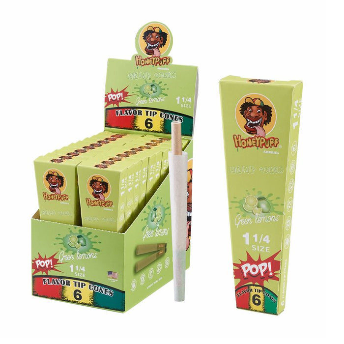 HoneyPuff | Pre-Rolled Flavored Cones – 1 1/4 Size (20 Packs/Display) [P1174] Pre-rolled Cone (Display Pack) Canadian Distributor Lemon