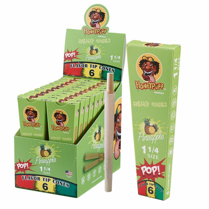 HoneyPuff | Pre-Rolled Flavored Cones – 1 1/4 Size (20 Packs/Display) [P1174] Pre-rolled Cone (Display Pack) Canadian Distributor Pineapple