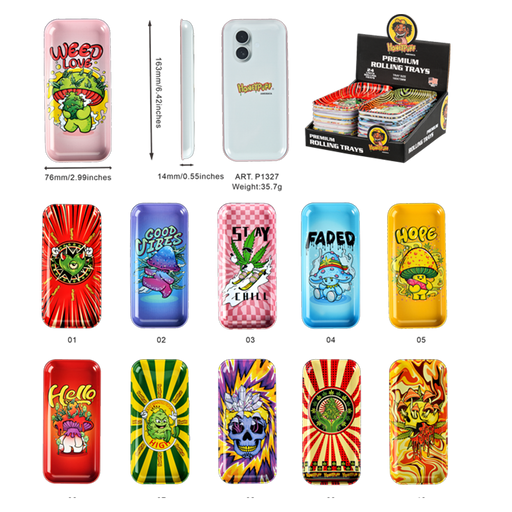 Honey Puff | Rolling Tray – Mixed Designs (Display of 24) [P1327] Metal Ashtray Canadian Distributor