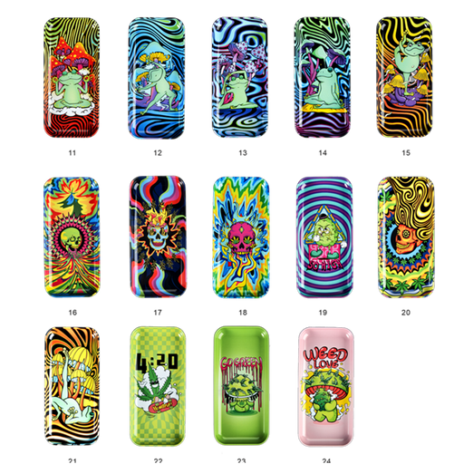 Honey Puff | Rolling Tray – Mixed Designs (Display of 24) [P1327] Metal Ashtray Canadian Distributor