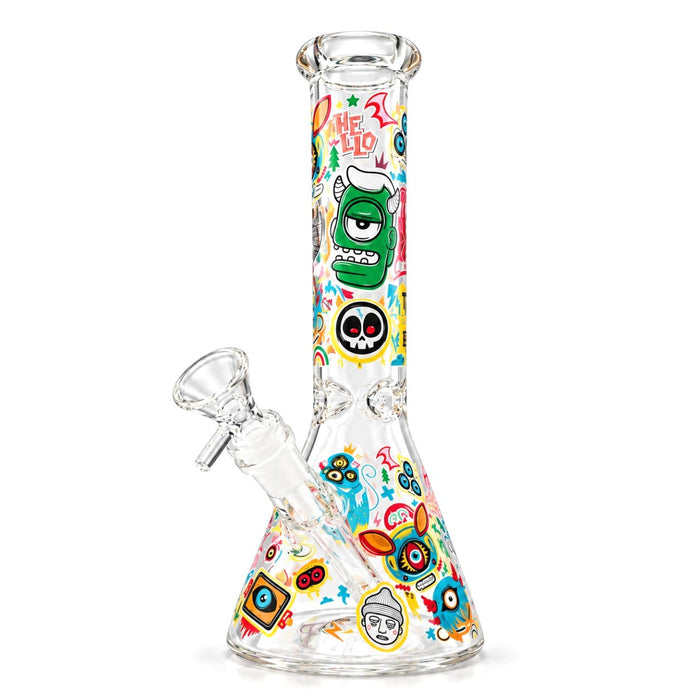 10" Glow-in-the-Dark Graffiti Beaker Glass Bong Super Supplys Inc C
