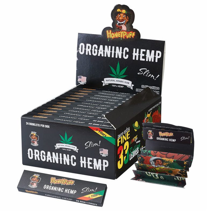 Honey Puff | Rolling Paper – Organic Hemp – Slow Burning [P3470] - 24 packs 1 - 1/4" Size Canadian Distributor Black