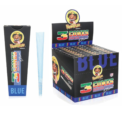 HoneyPuff | Pre-Rolled Cones – Slim Colored Paper (King Size, 20 Packs/Display) [P8203] Pre-rolled Cone (Display Pack) Canadian Distributor Blue