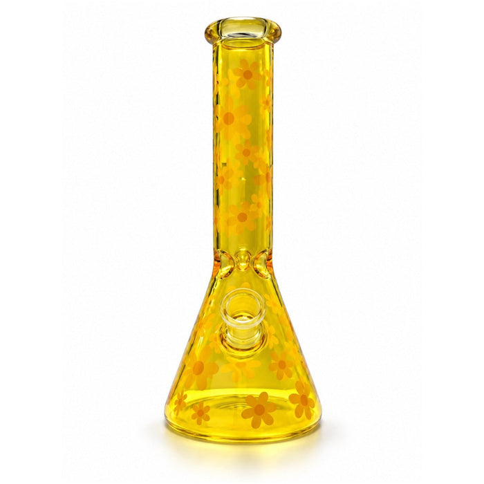 10" Daisy Pattern Colored Glass Beaker Glass Bong Super Supplys Inc