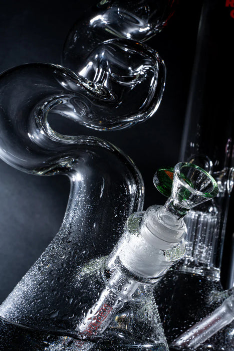 Red Eye Glass® | 16" 7mm Thick Loop-D-Loop Water Pipe [REG184] Glass Bong Smoking Cat Distribution
