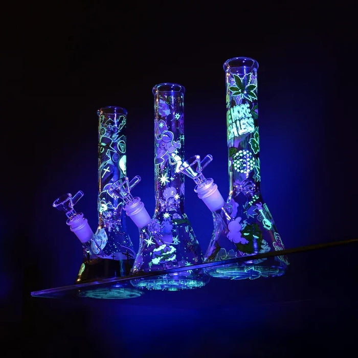 SC Red Eye Glass 10" Glow in the Dark Spaced Out Beaker Bong Glass Bong Smoking Cat Distribution