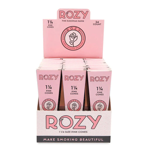 Rozy | Pink 1 ¼ Size Pre-Rolled Cones 6pk – 24ct Display Pre-rolled Cone (Display Pack) Cannatron