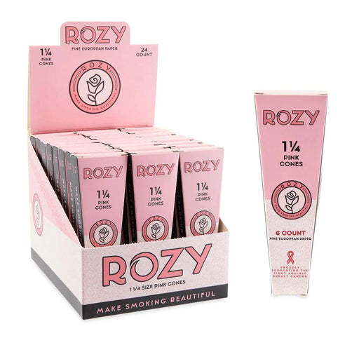 Rozy | Pink 1 ¼ Size Pre-Rolled Cones 6pk – 24ct Display Pre-rolled Cone (Display Pack) Cannatron