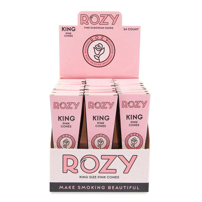 Rozy | Pink King Size Pre-Rolled Cones 3pk – 24ct Display Pre-rolled Cone (Display Pack) Cannatron