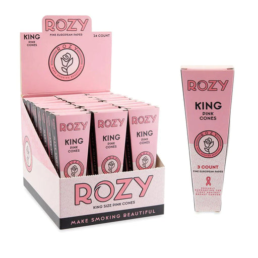 Rozy | Pink King Size Pre-Rolled Cones 3pk – 24ct Display Pre-rolled Cone (Display Pack) Cannatron