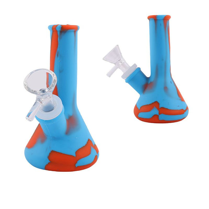5″ Silicone Simple Style Mini Bong [SMKE-070] Resin · Silicone · Plastic Bong Canadian Distributor Blue/Orange
