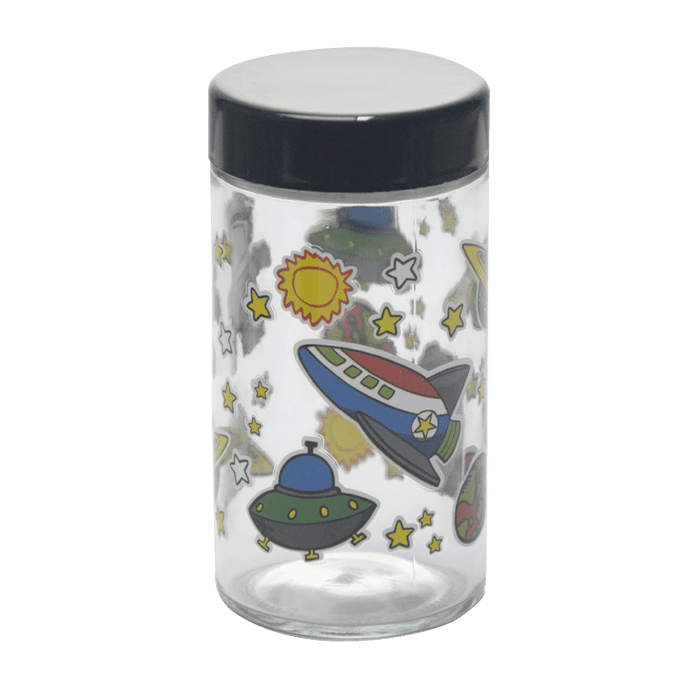 180ml Glass Storage Jar with Sticker Design – Compact & Stylish [SMKZ-145] Jar Canadian Distributor Multi Pattern