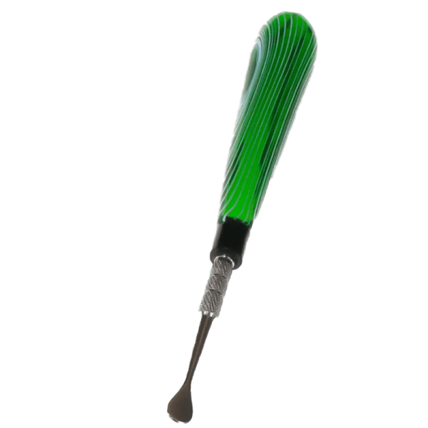 5" Busy Line Glass Handle Stainless Steel Tool [SMKZ155] Cap · Dabber · Insert · Clip · Nail Canadian Distributor Green