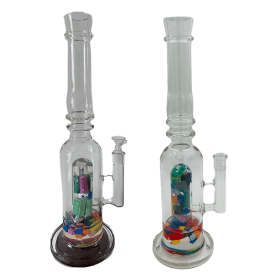 16" Assorted Center Piece Glass Waterpipe – 14mm Bowl Glass Bong Canadian Distributor Block