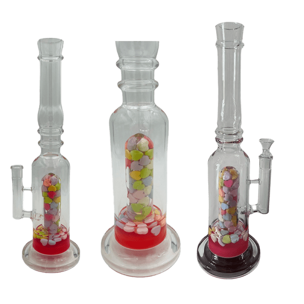 16" Assorted Center Piece Glass Waterpipe – 14mm Bowl Glass Bong Canadian Distributor Hearts Pink