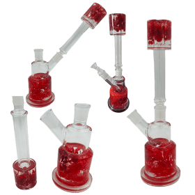 14" 2-Way Straight Glass Bong – Assorted Designs Glass Bong Canadian Distributor Red Flower