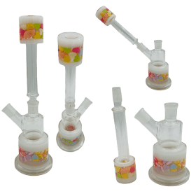 14" 2-Way Straight Glass Bong – Assorted Designs Glass Bong Canadian Distributor Heart White