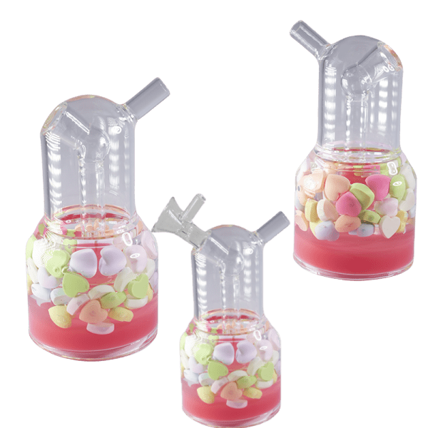 6" Center Piece Rig Waterpipe – Assorted Designs Glass Bong Canadian Distributor Heart Red