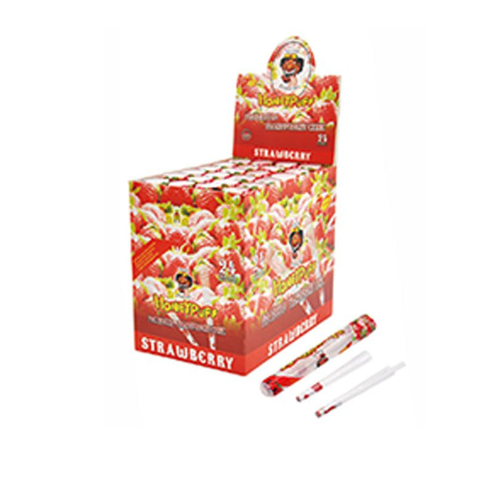 Honey Puff | Pre-Rolled Transparent Flavor Cones – 1 1/4 [P8226-02] - 24 packs Pre-rolled Cone (Display Pack) Canadian Distributor Strawberry