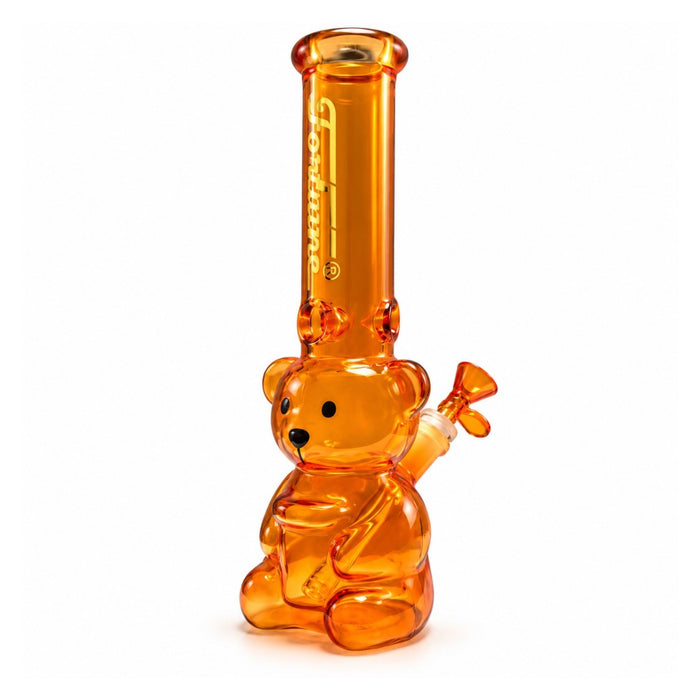 Fortune | 12" Teddy Bear Glass Water Pipe Glass Bong Fortune Amber Orange