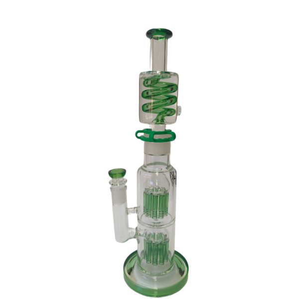 Xtreme | 15″ Dual Tree Frost Freezable coil (TDO-020) Glass Bong Canadian Distributor Green