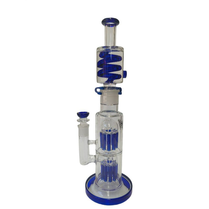 Xtreme | 15″ Dual Tree Frost Freezable coil (TDO-020) Glass Bong Canadian Distributor Blue