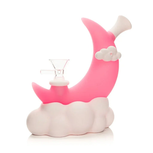 Lit Silicone 6.5" Glow in the Dark Pink Moon Water Pipe Resin · Silicone · Plastic Bong Smoking Cat Distribution Default Title