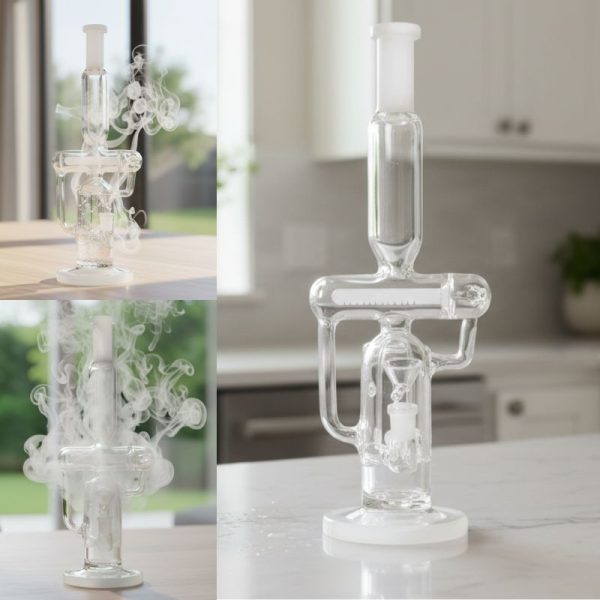 Xtreme | 14″ Recycler Bong With Inline Percolator (C2701) Glass Bong Canadian Distributor White
