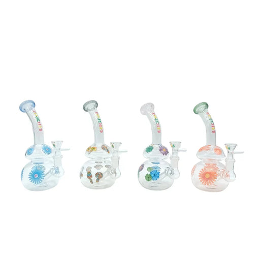 HYDRO | 8" Clear Glass Mini Rig with Printed Design (MST201) Glass Bong The MST