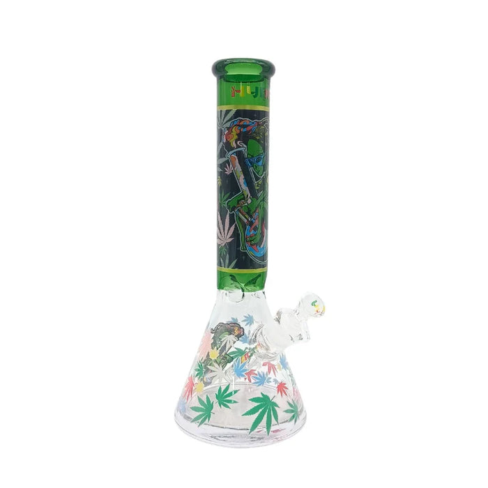 HYDRO | 14" Allien Leaf Graphic Beaker Glass Bong (MST226) Glass Bong The MST Green