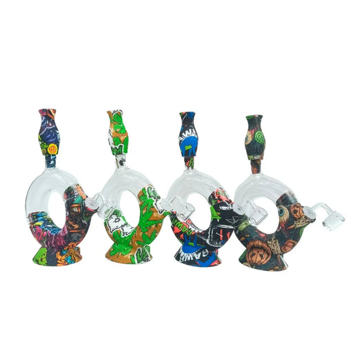 10“ Printed Recycler-Style Silicone Bong-Assorted (MST244) Resin · Silicone · Plastic Bong The MST