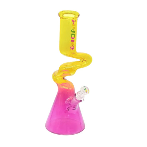 HYDRO | 14" Colored Glass Beaker Bong with Curved Neck (MST081) Glass Bong The MST Yellow + Pink