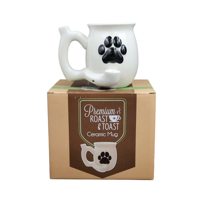 dog paw mug - white with black paw Mug Pipe Roast and Toast Gifts