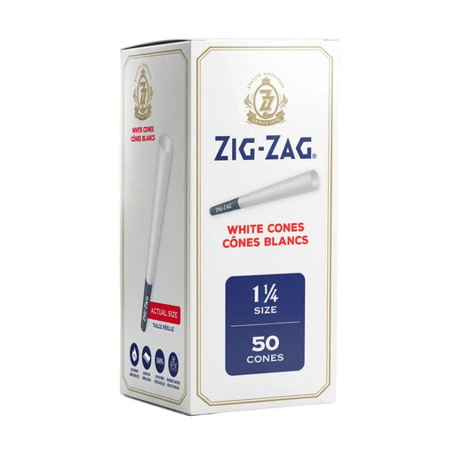 Zig-Zag | Mini Bulk White 1 1/4 Cones – 50 Pack [CP-GN-CP1465] Pre-rolled Cone (Bulk / Tower) ONE