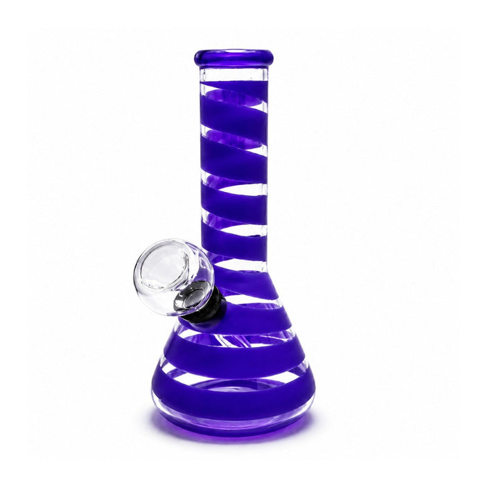 6" Spiral Stripe Mini Glass Beaker Bong – Assorted Colors Glass Bong Super Supplys Inc Purple