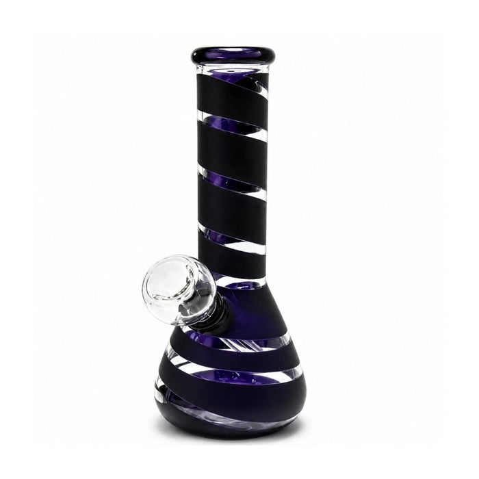 6" Spiral Stripe Mini Glass Beaker Bong – Assorted Colors Glass Bong Super Supplys Inc Black