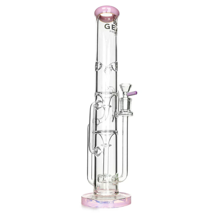 GEAR Premium® | 15" Stemless Dual Chamber Recycler Water Pipe Glass Bong Smoking Cat Distribution Pink Slyme