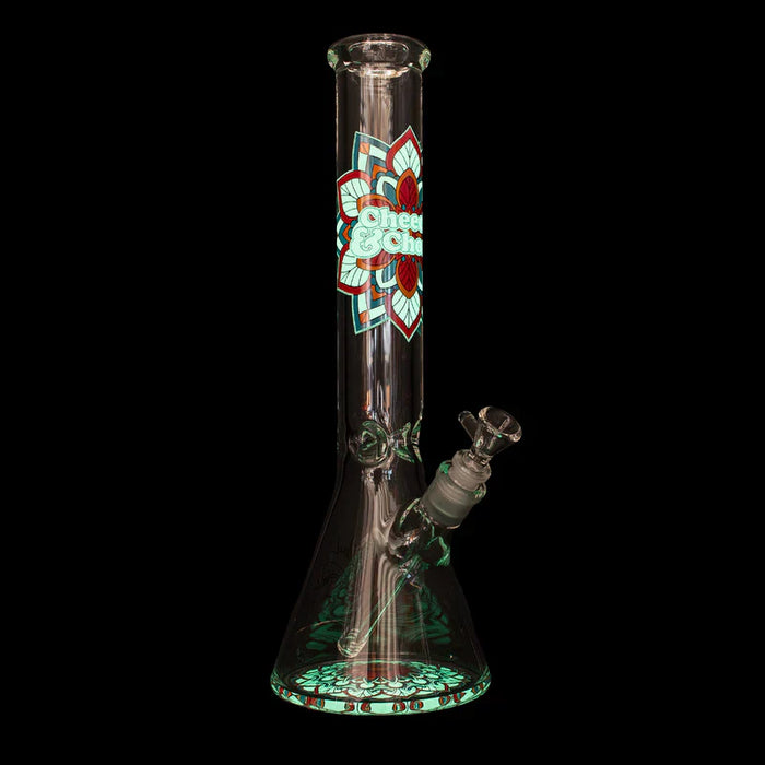 Cheech & Chong® Glass | 15" 7mm Thick Mandala Glow-in-the-Dark Water Pipe [CC173] Glass Bong Smoking Cat Distribution