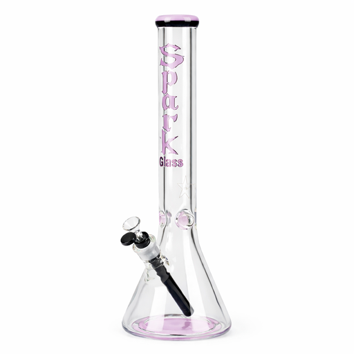 Spark | 18" 9 mm glass water bong with thick base [GP2050] Glass Bong ONE Pink