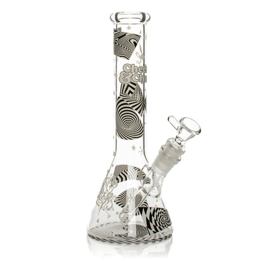 Cheech & Chong® Glass | 10" Optical Illusion Glow-in-the-Dark Water Pipe [CC172] Glass Bong Smoking Cat Distribution