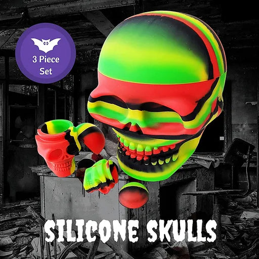 Silicone Skull Containers 3-Piece Set Jar Herbhuggers
