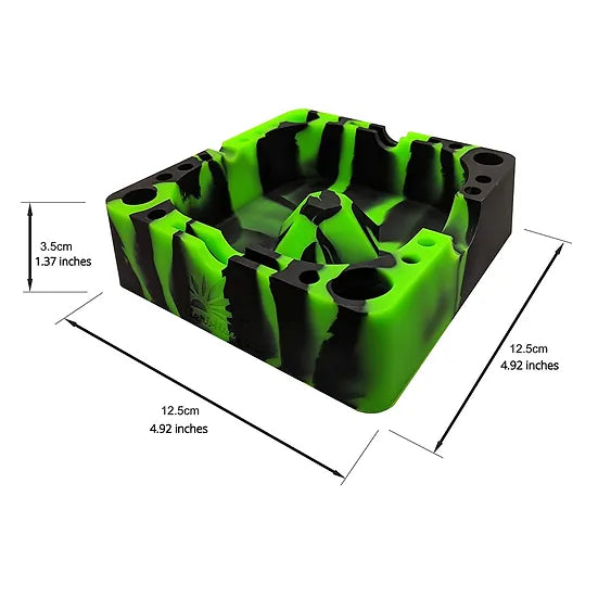 [2 Pack Bundle] Herbhuggers | Premium Silicone Ashtray Featuring Center Tap Ash and Glassware Clearer with Accessory Organizing Slot Holders