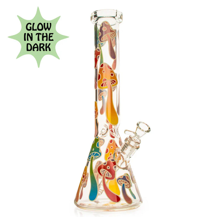 Red Eye Glass® | 15" Glow-in-the-Dark Mushroom Magic Beaker Base Water Pipe [REG083C]