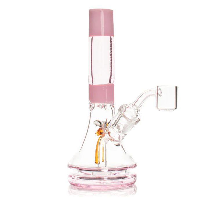 GEAR Premium® | 6" Bee Concentrate Rig [G5092] Glass Bong Smoking Cat Distribution Pink [G5092PI]