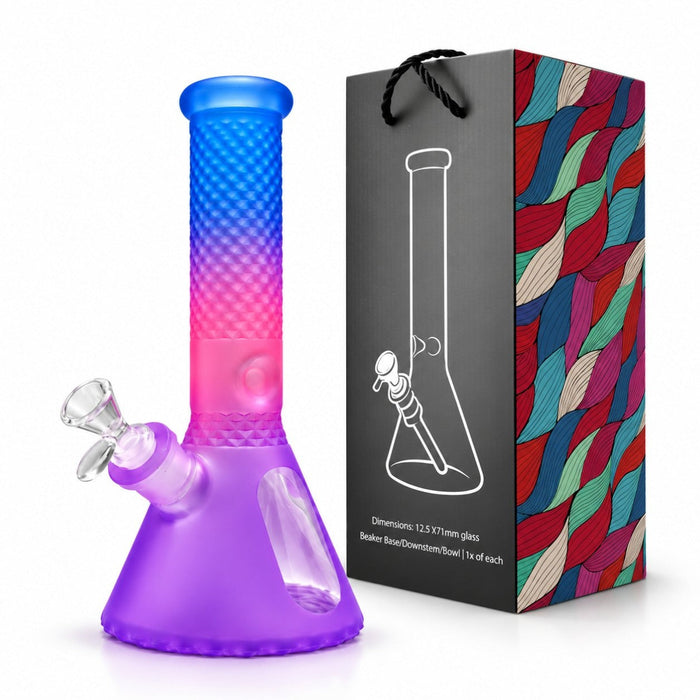12.5" Frosted Gradient Diamond-Cut Beaker Glass Bong Super Supplys Inc