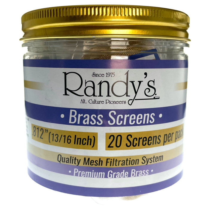 Randy’s® | 0.812" Screens – Jar of 20 (36 Jars / 720 Screens Total) Metal Screen LEHIGH WHOLESALE Brass