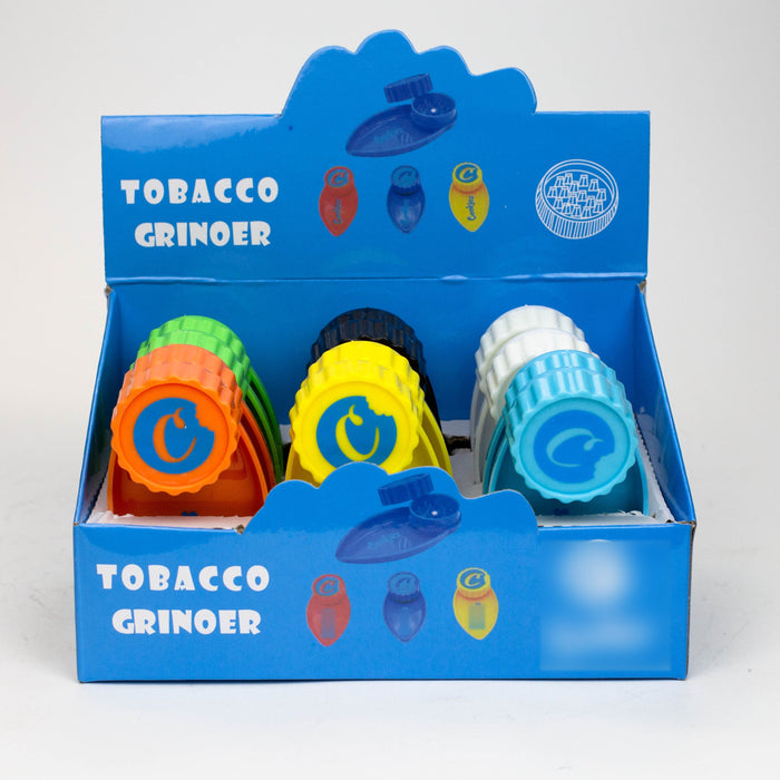 2" Plastic Tobacco Grinder with Tray of 12 [GP102] Display Pack 777 Smoke