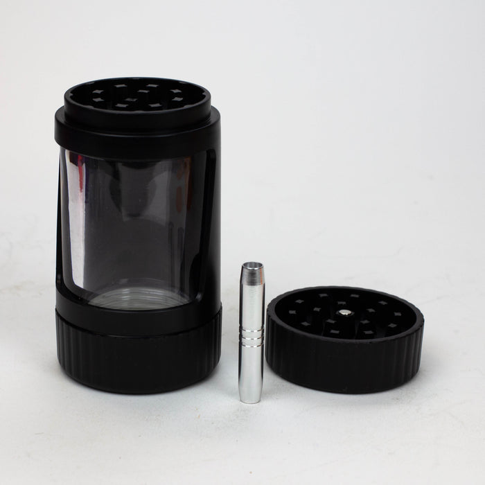 Z4-in-1 LED Magnify Jar with a grinder and one hitter Jar 777 Smoke