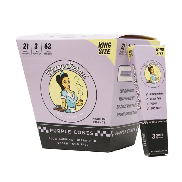 Blazy Susan | Purple King Size Cones Box of 21 Pre-rolled Cone (Display Pack) Smoking Cat Distribution