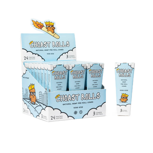 Choast Rolls | 3 Pack King Size Hemp Cones- 24 Packs Per Box | Made in France Pre-rolled Cone (Display Pack) Choast Rolls Inc.